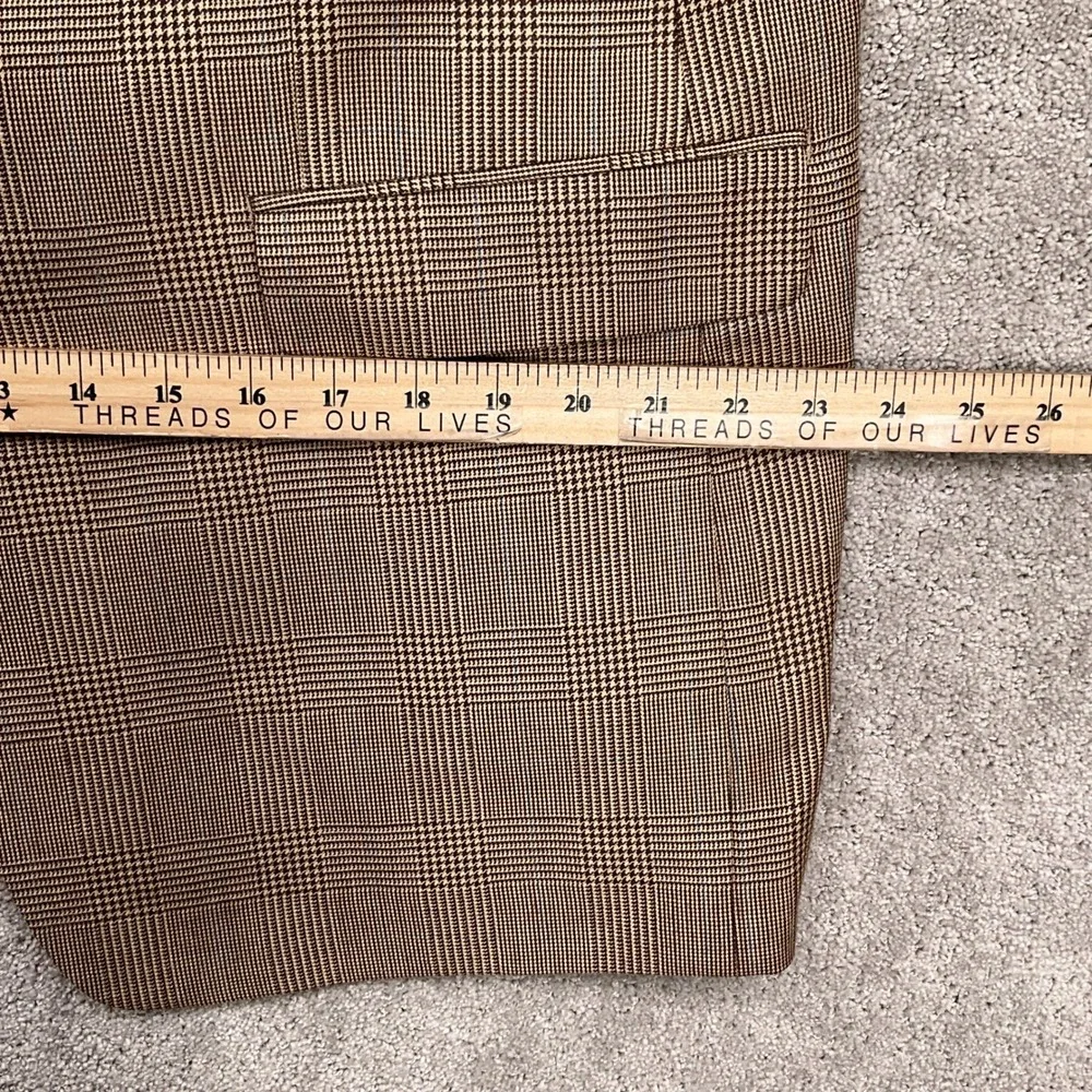 Lauren Ralph Lauren Blazer‎ 44L Brown Blue Glen Plaid Silk Wool Classic Jacket